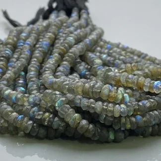 Labradorite 4.5-6mm Faceted Rondelle Shape A Grade Gemstone Beads Strand - Total  1 Strand of 13 Inch.