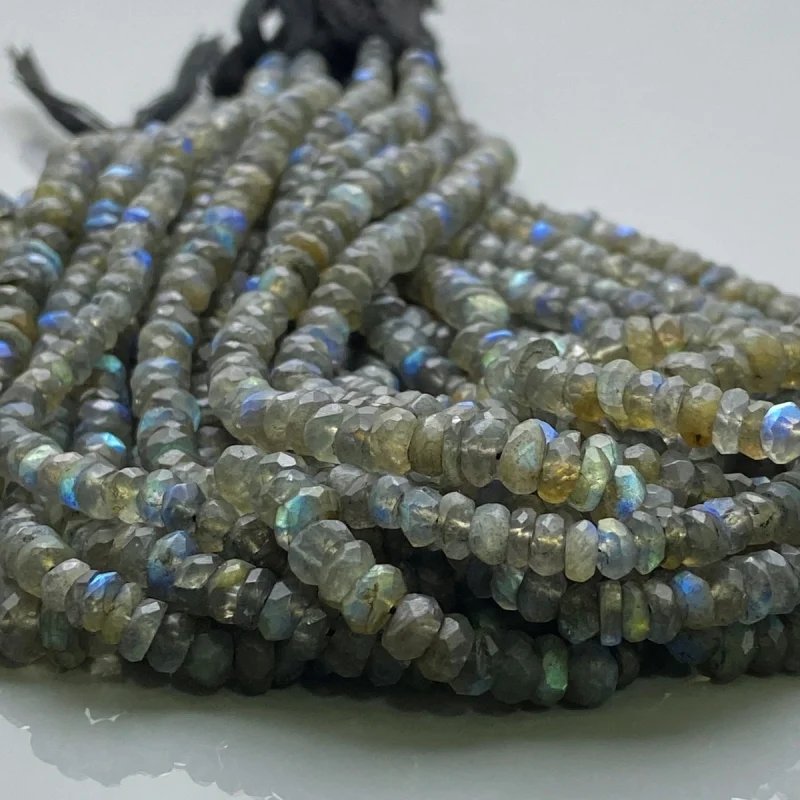 70 Cts. Labradorite 4.5-6mm Faceted Rondelle Shape A Grade Gemstone Beads Strand - Total 1 Strand