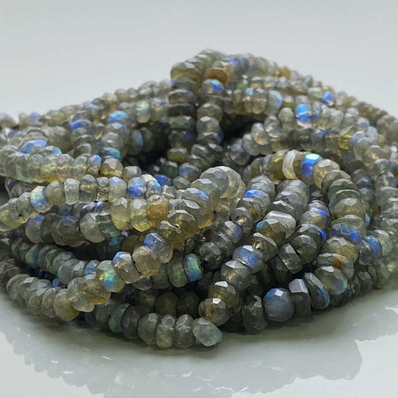 Labradorite 4.5-6mm Faceted Rondelle A Gemstone Beads Strand - 170589