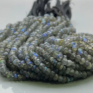 Labradorite 4-4.5mm Faceted Rondelle Shape A Grade Gemstone Beads Strand - Total  1 Strand of 12 Inch.