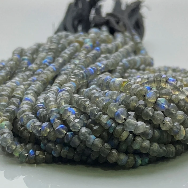 40 Cts. Labradorite 4-4.5mm Faceted Rondelle Shape A Grade Gemstone Beads Strand - Total 1 Strand