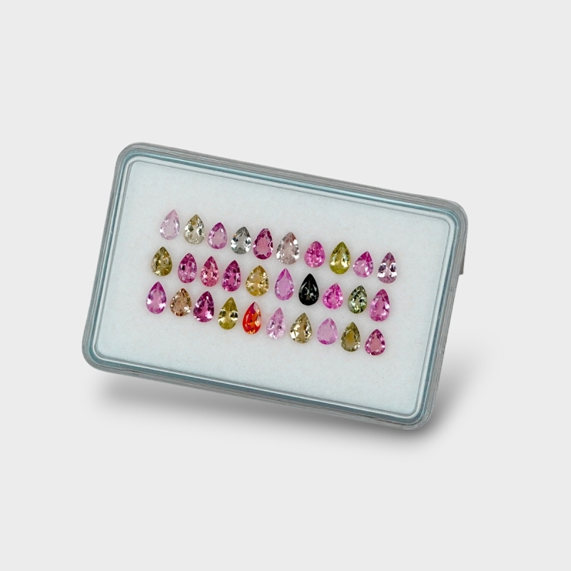 Multi Color Tourmaline 4x3mm Faceted Pear A+ Gemstones Parcel - 180215