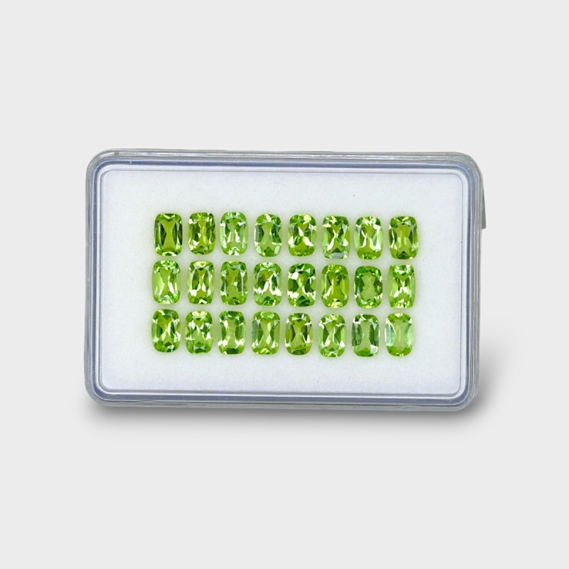 12.43 Cts. Peridot 6x4mm Faceted Cushion Shape AA Grade Gemstones Parcel - Total 24 Pc.