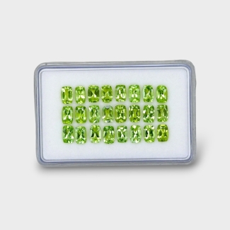 12.78 Cts. Peridot 6x4mm Faceted Cushion Shape AA Grade Gemstones Parcel - Total 24 Pc.