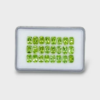12.85 Cts. Peridot 6x4mm Faceted Cushion Shape AA Grade Gemstones Parcel - Total 24 Pc.
