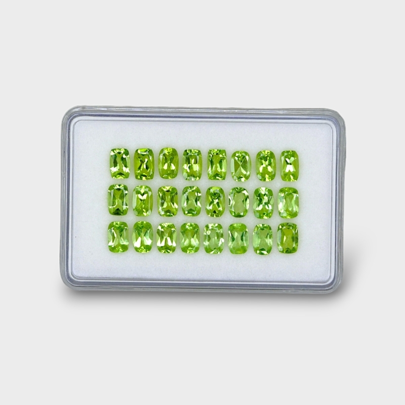 12.85 Cts. Peridot 6x4mm Faceted Cushion Shape AA Grade Gemstones Parcel - Total 24 Pc.