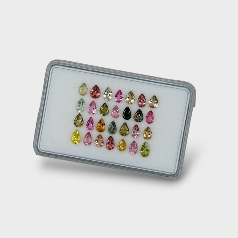 Multi Color Tourmaline 4x3-5x3mm Faceted Pear A+ Gemstones Parcel - 180227