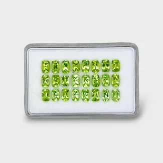 14.08 Cts. Peridot 6x4mm Faceted Cushion Shape AA Grade Gemstones Parcel - Total 24 Pc.