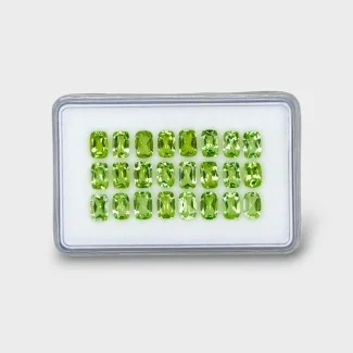 12.34 Cts. Peridot 6x4mm Faceted Cushion Shape AA+ Grade Gemstones Parcel - Total 24 Pc.