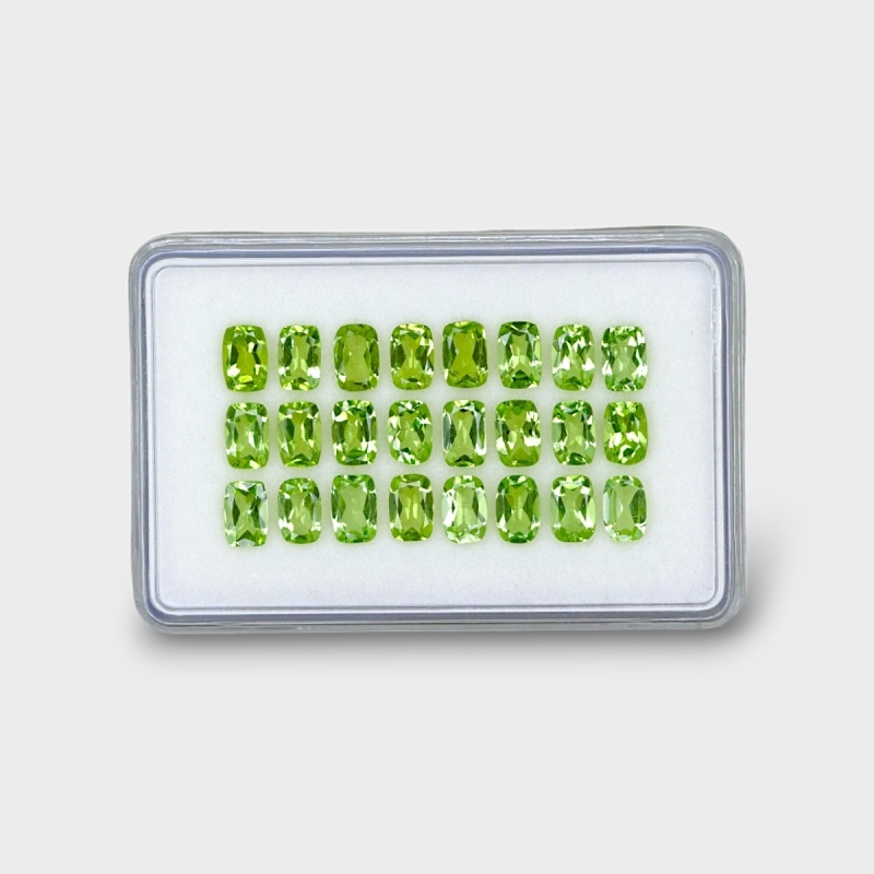 12.34 Cts. Peridot 6x4mm Faceted Cushion Shape AA+ Grade Gemstones Parcel - Total 24 Pc.