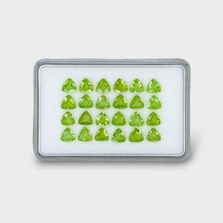 8.91 Cts. Peridot 5mm Faceted Trillion Shape AA+ Grade Gemstones Parcel - Total 24 Pc.