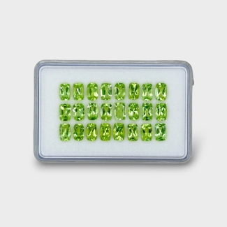 13.06 Cts. Peridot 6x4mm Faceted Cushion Shape AA+ Grade Gemstones Parcel - Total 24 Pc.