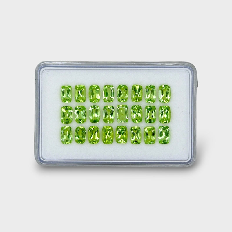 13.06 Cts. Peridot 6x4mm Faceted Cushion Shape AA+ Grade Gemstones Parcel - Total 24 Pc.