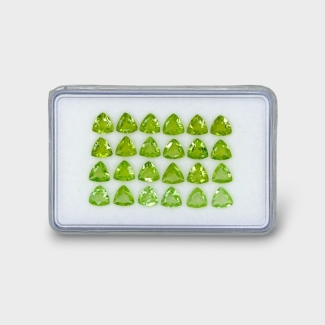 9.24 Cts. Peridot 5mm Faceted Trillion Shape AA+ Grade Gemstones Parcel - Total 24 Pc.