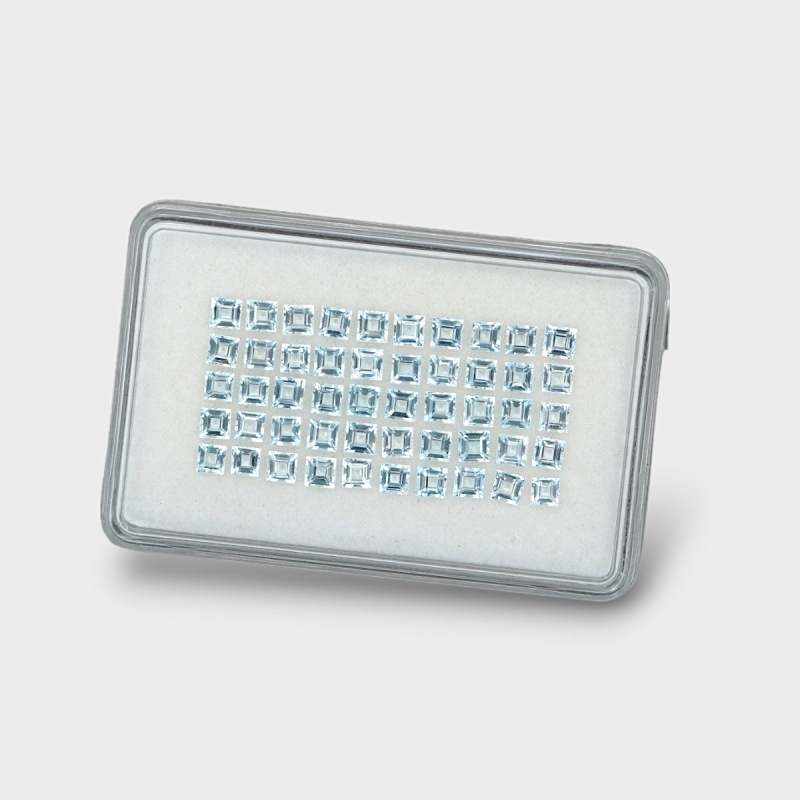 Aquamarine 3mm Step Cut Square A+ Gemstones Parcel - 180006