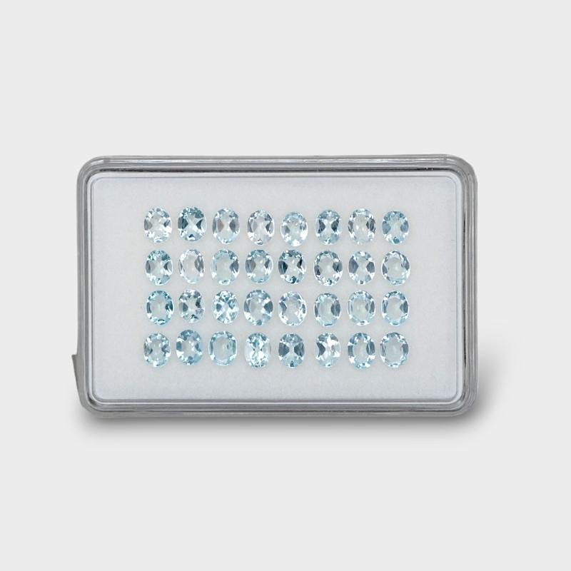 7.77 Cts. Aquamarine 5x4mm Faceted Oval Shape A Grade Gemstones Parcel - Total 32 Pc.