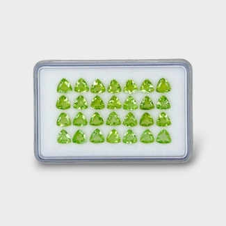 10.06 Cts. Peridot 5mm Faceted Trillion Shape AA+ Grade Gemstones Parcel - Total 28 Pc.