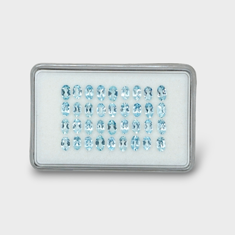 7.16 Cts. Aquamarine 5x3mm Faceted Oval Shape AA Grade Gemstones Parcel - Total 36 Pc.