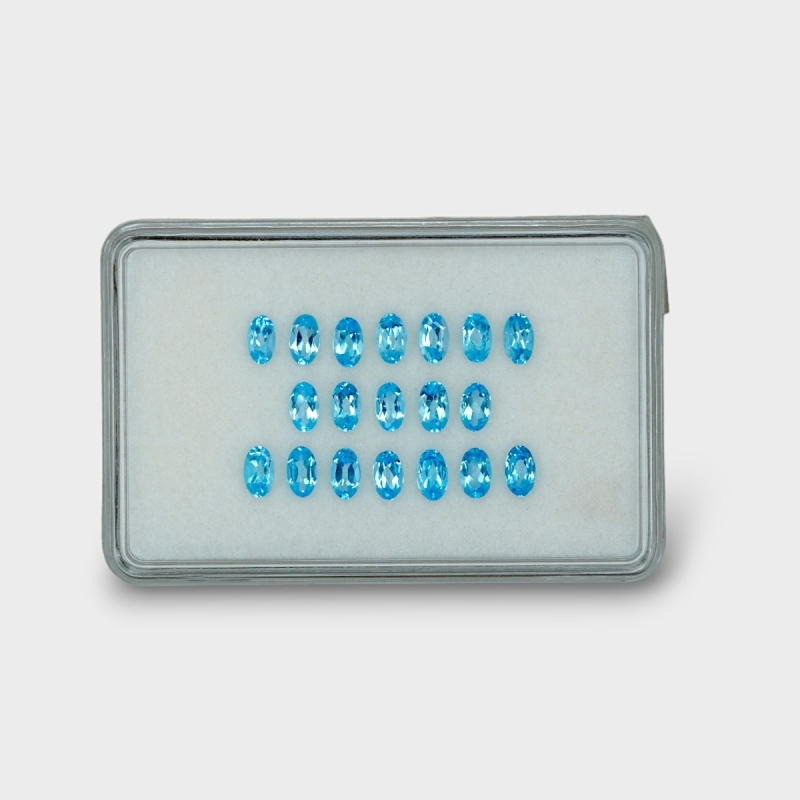 5.52 Cts. Swiss Blue Topaz 5x3mm Faceted Oval Shape AAA Grade Gemstones Parcel - Total 19 Pc.