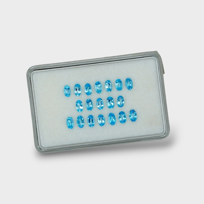 Swiss Blue Topaz 5x3mm Faceted Oval AAA Gemstones Parcel - 180132