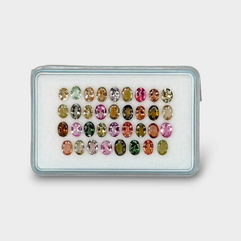 8.56 Cts. Multi Color Tourmaline 4x3-5x4mm Faceted Oval Shape A+ Grade Gemstones Parcel - Total 35 Pc.