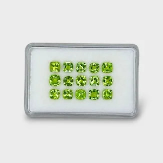 8.87 Cts. Peridot 5mm Faceted Square Cushion  Shape AA+ Grade Gemstones Parcel - Total 15 Pc.