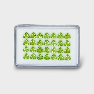 11.04 Cts. Peridot 5mm Faceted Trillion Shape AA+ Grade Gemstones Parcel - Total 28 Pc.
