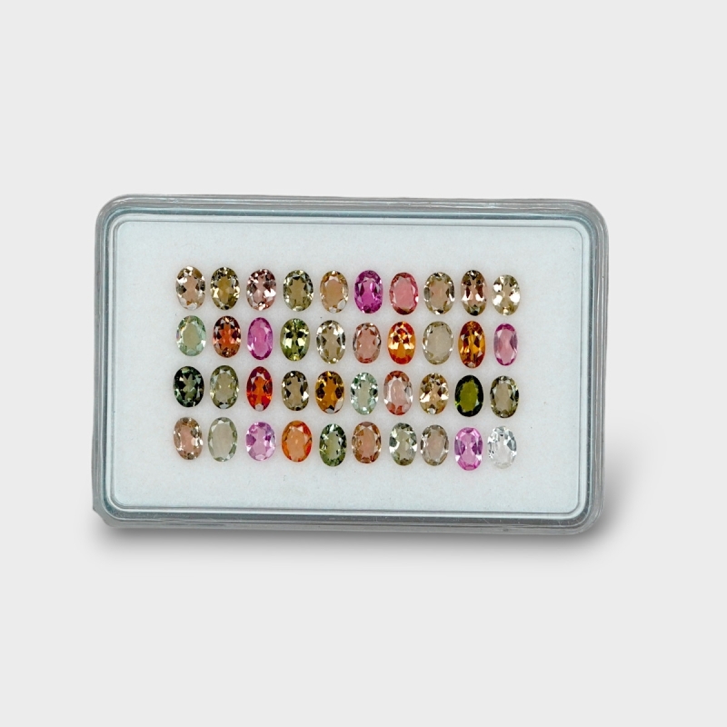 7.53 Cts. Multi Color Tourmaline 4x3mm Faceted Oval Shape AA Grade Gemstones Parcel - Total 40 Pc.