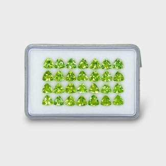 13.05 Cts. Peridot 5mm Faceted Trillion Shape AA Grade Gemstones Parcel - Total 28 Pc.
