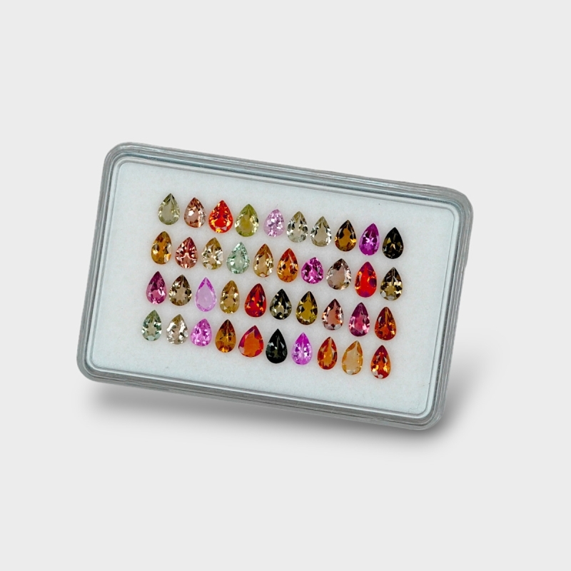 Multi Color Tourmaline 5x3mm Faceted Pear AA Gemstones Parcel - 180224