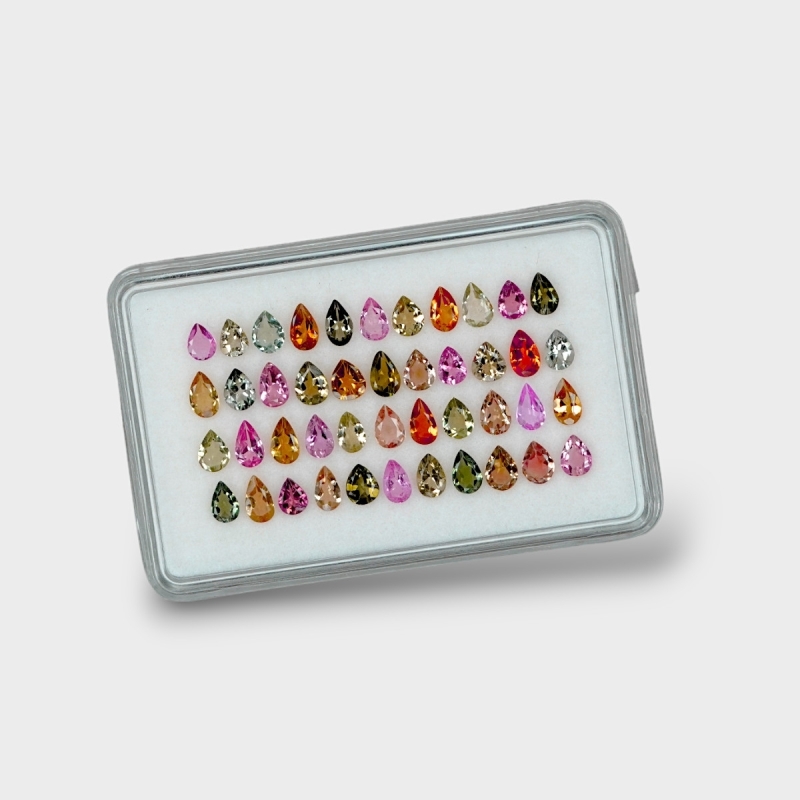 Multi Color Tourmaline 4x3mm Faceted Pear AA Gemstones Parcel - 180216