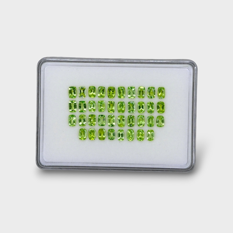 19.98 Cts. Peridot 6x4mm Faceted Cushion Shape AA Grade Gemstones Parcel - Total 38 Pc.