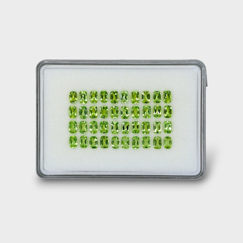 20.34 Cts. Peridot 6x4mm Faceted Cushion Shape AA+ Grade Gemstones Parcel - Total 40 Pc.