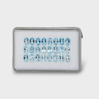 8.26 Cts. Aquamarine 6x4mm Faceted Oval Shape AA+ Grade Gemstones Parcel - Total 24 Pc.