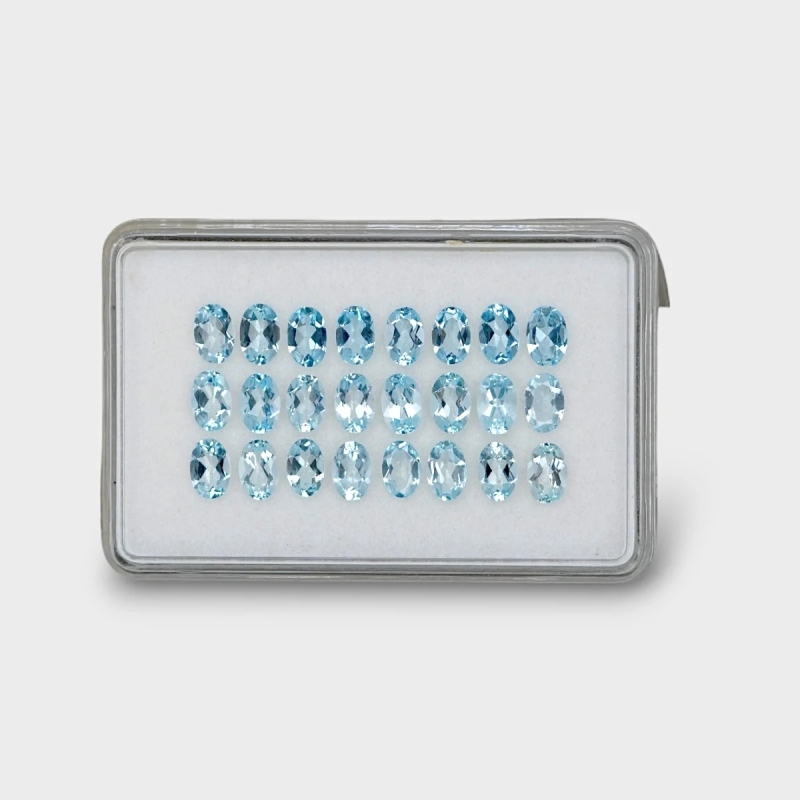 8.26 Cts. Aquamarine 6x4mm Faceted Oval Shape AA+ Grade Gemstones Parcel - Total 24 Pc.