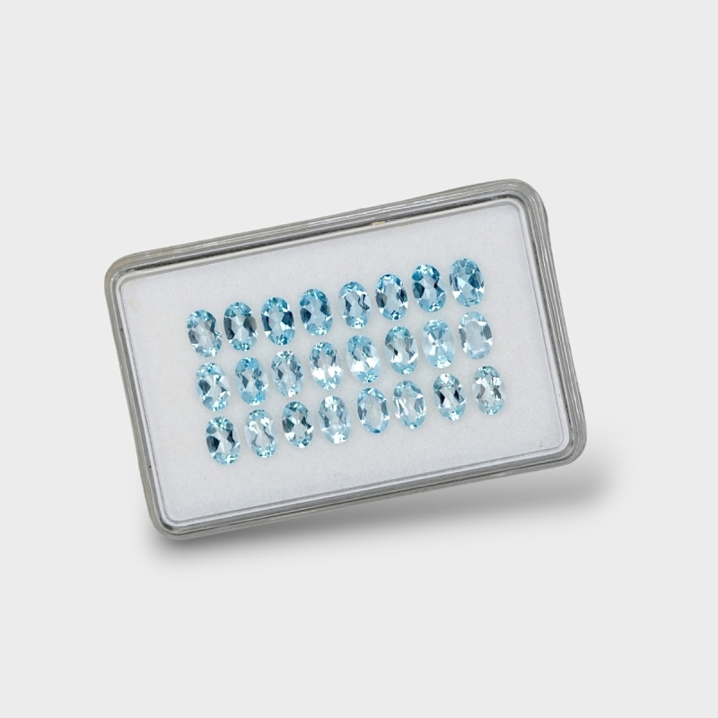 Aquamarine 6x4mm Faceted Oval AA+ Gemstones Parcel - 170933