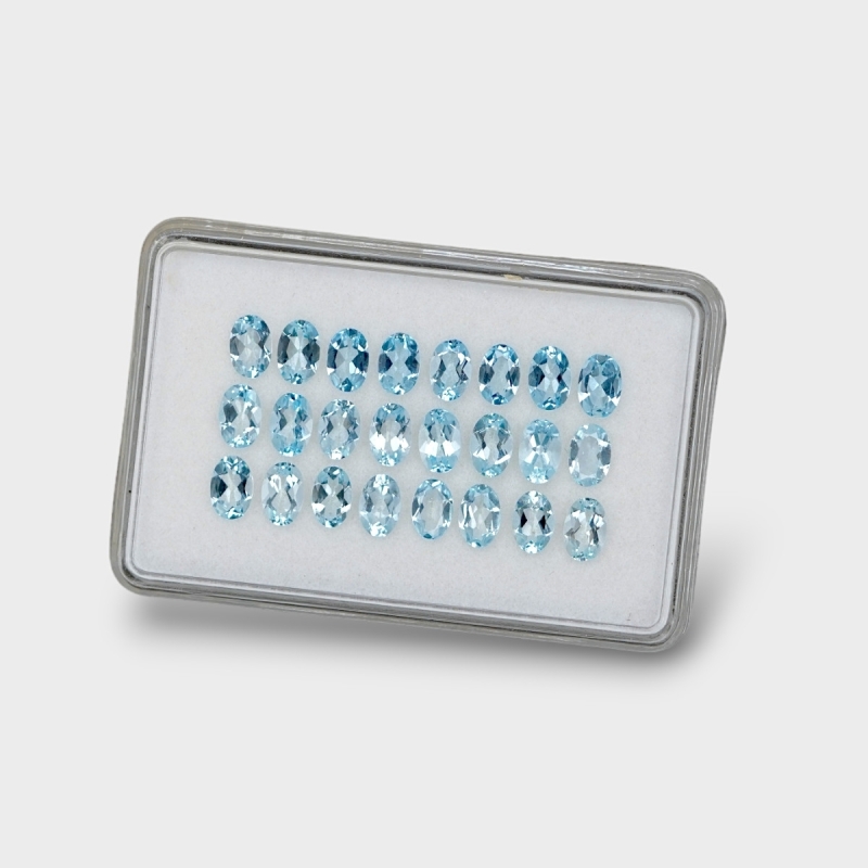 Aquamarine 6x4mm Faceted Oval AA+ Gemstones Parcel - 170933