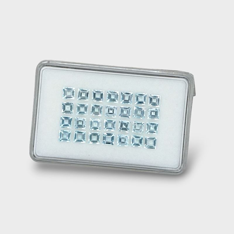 Aquamarine 4mm Step Cut Square A+ Gemstones Parcel - 180001