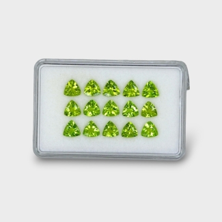 10.15 Cts. Peridot 6mm Faceted Trillion Shape AA+ Grade Gemstones Parcel - Total 15 Pc.