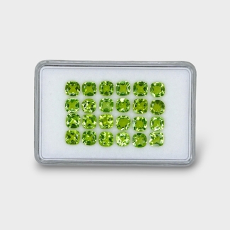 12.66 Cts. Peridot 5mm Faceted Square Cushion  Shape AA+ Grade Gemstones Parcel - Total 24 Pc.