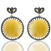 Yellow Sapphire and Diamond White CZ 925 Sterling Silver Earrings