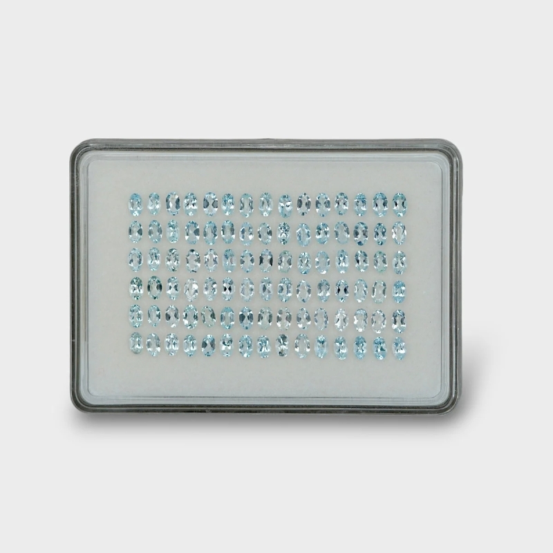 17.31 Cts. Aquamarine 5x3mm Faceted Oval Shape A Grade Gemstones Parcel - Total 90 Pc.