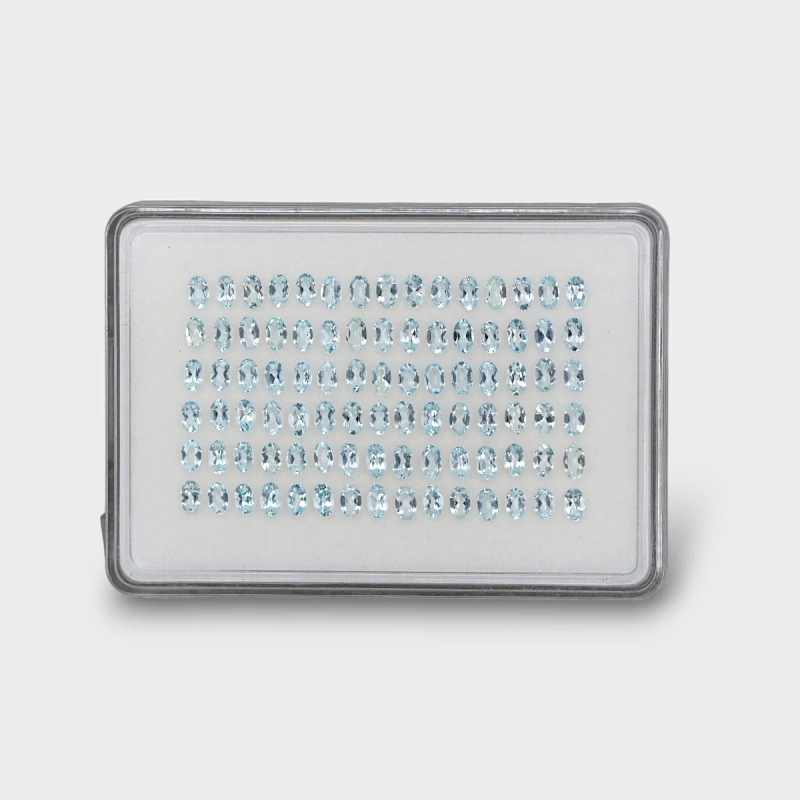 17.39 Cts. Aquamarine 5x3mm Faceted Oval Shape A Grade Gemstones Parcel - Total 90 Pc.