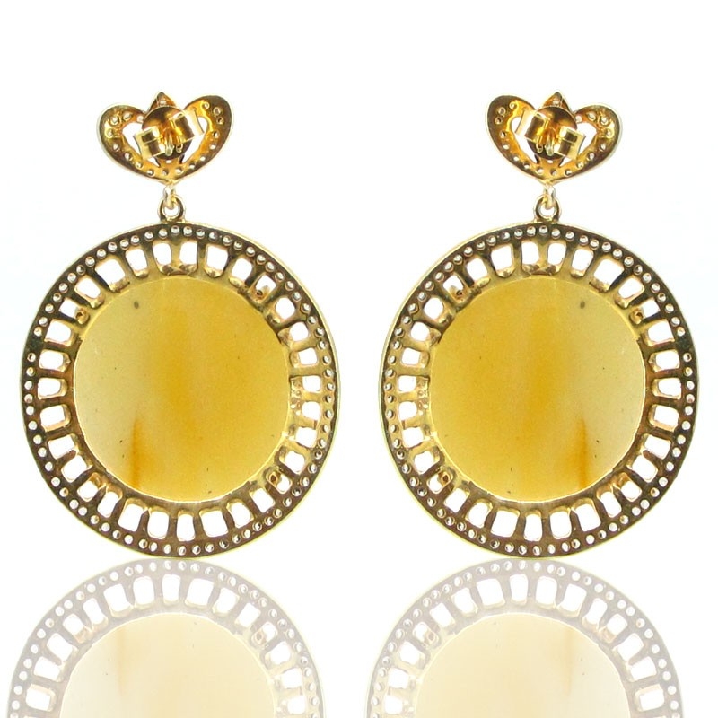 Yellow Sapphire and Diamond White CZ 925 Sterling Silver Earrings