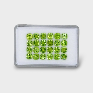 14.38 Cts. Peridot 5mm Faceted Square Cushion  Shape AA Grade Gemstones Parcel - Total 24 Pc.
