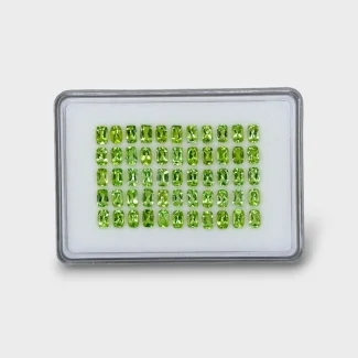 28.46 Cts. Peridot 6x4mm Faceted Cushion Shape AA Grade Gemstones Parcel - Total 55 Pc.