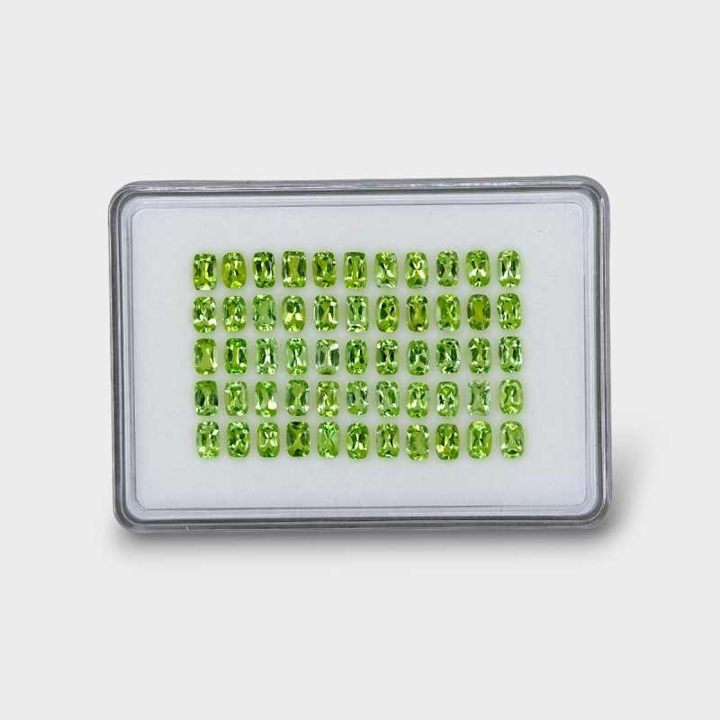 28.46 Cts. Peridot 6x4mm Faceted Cushion Shape AA Grade Gemstones Parcel - Total 55 Pc.