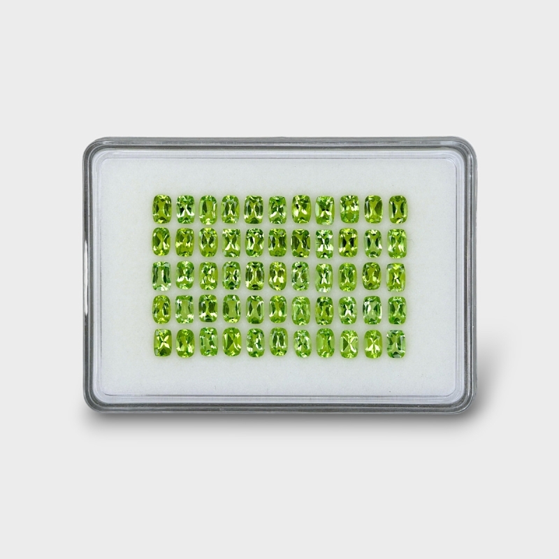 28.7 Cts. Peridot 6x4mm Faceted Cushion Shape AA Grade Gemstones Parcel - Total 55 Pc.