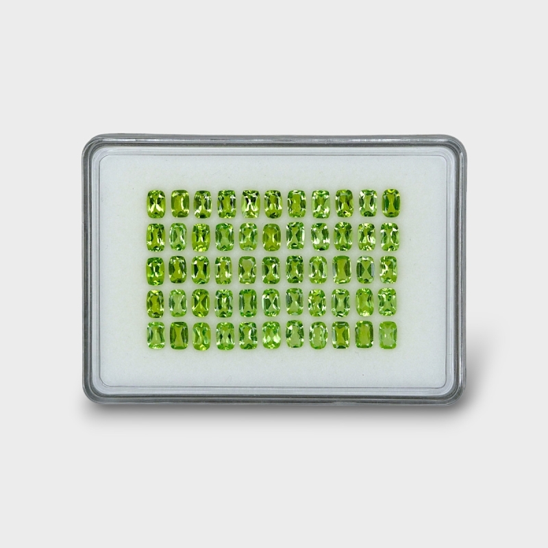 28.55 Cts. Peridot 6x4mm Faceted Cushion Shape AA+ Grade Gemstones Parcel - Total 55 Pc.