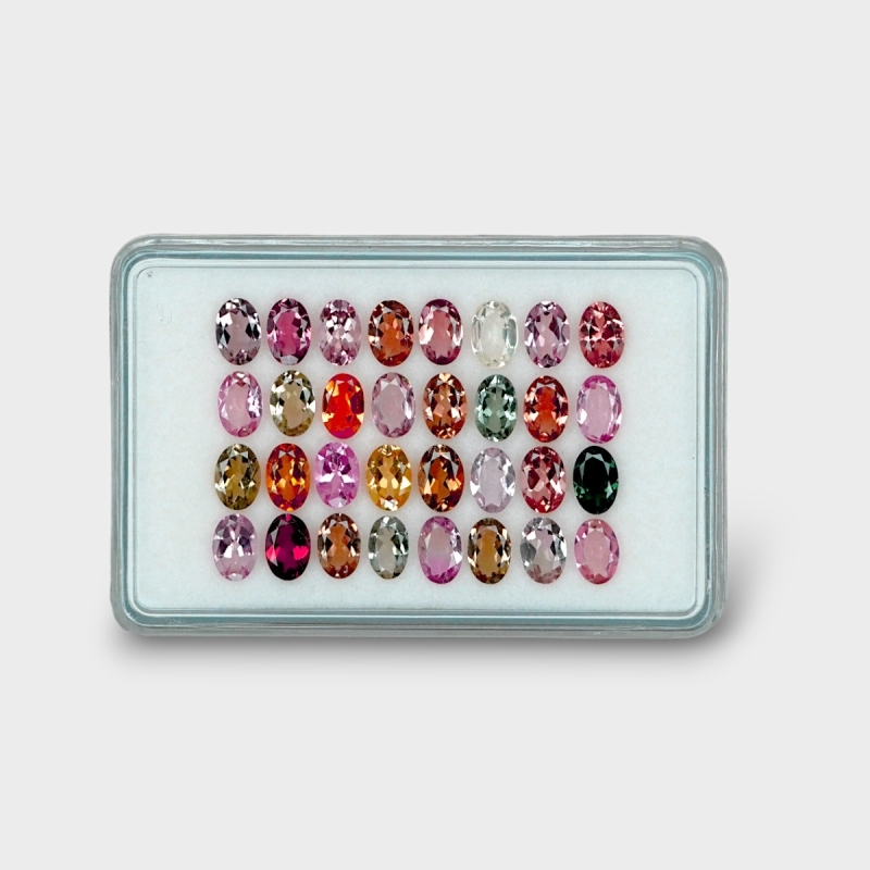 13.44 Cts. Multi Color Tourmaline 6x4mm Faceted Oval Shape AA Grade Gemstones Parcel - Total 32 Pc.